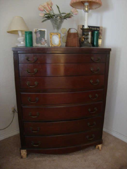 Mahogany chest of Drawers.  as is legs and back