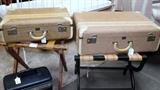 VINTAGE SUITCASES, COSMETIC CASE AND LUGGAGE STANDS