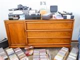 Lane Rhythm Collection Mid-century walnut buffet and hundreds of CDs