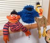Ernie, Cookie Monster and Burt Sesame Street puppets from the early 1970's. Excellent condition and super cute!