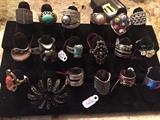Antique and vintage rings ~ Art Deco ~ Murano ~  turquoise ~ onyx ~ Topaz ~ sterling inlay ~ pearl
