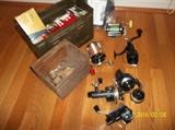 Sigma and Mitchell reels, ammo box, ammo