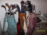 golf clubs and bags