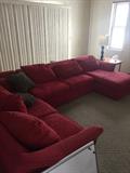 ROWE FURNITURE RED MICROFIBER SECTIONAL ( NEEDS CLEANING)