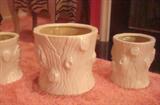 Log design planters, new.