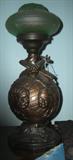 Antique Will Rogers & Wiley Post Commemorative Terrestrial Globe Lamp, Gibraltar Electric Clock Co., 1935.