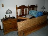 American Drew, Inc. 5pc Bedroom Set, Golden Oak Style (Featuring A King Size Waterbed). SEE CLOSE-UP PHOTOS OF ENSEMBLE BELOW!