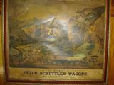 "Old Reliable Peter Shuttler Wagons" : Old advertising sign in new frame.