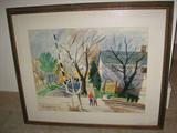 Original Watercolor of Downtown Barrington, IL. Signed by Artist Ed Walaitis (1971).