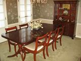Morganton Dining Room Set - Table w/ Leaves, Chairs, Cabinet, & Buffet. Mahogany, 1930s.