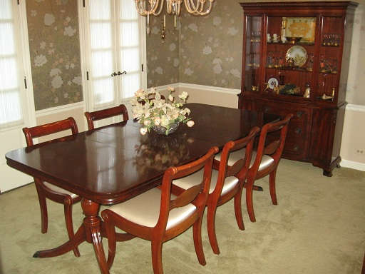 Morganton Dining Room Set - Table w/ Leaves, Chairs, Cabinet, & Buffet. Mahogany, 1930s.