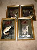 Miller, Hamm's and Pabst collection of new-in-box beer signs w/mirrored backs, circa 1991-1993