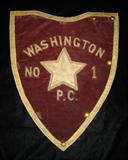 Velvet breast emblem, possibly from Washington Pump Company No. 1, a fire station.