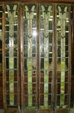 4 antique leaded-glass panels framed in copper, each panel is 90" x 13".  There is an approx. 3/4" lip along the 90" length that would overlap an adjoining panel.  Some restoration is necessary.