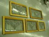5 leaded glass windows with matching patterns.  Each sold separately.