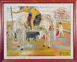 Manuel Bordogna-Italy, Arlequin Picador, 1977, Signed Oil on Canvas, 24x19"