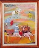 Manuel Bordogna-Italy, Arlequin Toreando 1977, Signed, Oil on Canvas, 24x19"