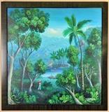Charles Du Franc, Paisaje con Matas de Coco -ano-
Signed, Series: Paisaje con Matas de Coco-Caribbean,
Oil on Masonite, 30 3/4 x 30 3/4"