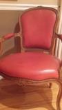 French upholstered leather arm chair