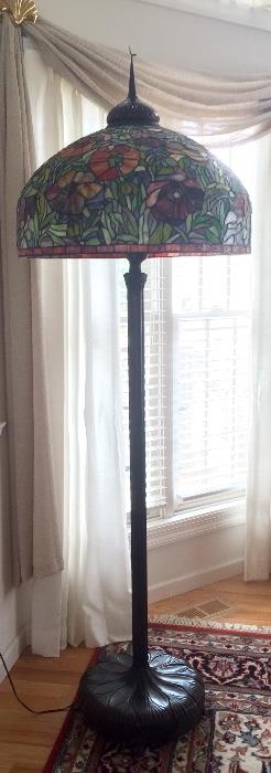Large Standing Floor Lamp with Gorgeous Stained Glass Shade (MUST SEE! Better pictures coming soon.)