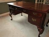 Desk, Chestnut Mahogany, Brown leather top. Sligh office furniture