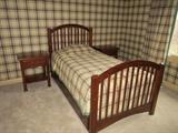 Twin bed and frame, night stands. All purchased from Honquest. Matching desk, bookcase, hutch, chair