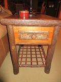 End tables, aged barn wood top. Two matching