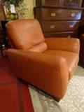 PAIR MODERN LEATHER RECLINING CLUB CHAIRS, EXCELLENT CONDITION