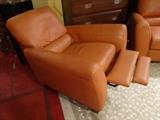 PAIR MODERN LEATHER RECLINING CLUB CHAIRS, EXCELLENT CONDITION