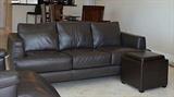 TWO MODERN ITALIAN BROWN LEATHER SOFAS, EACH SOLD SEPARATELY