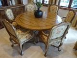 FRENCH STYLE PLANK DINING TABLE WITH 6 ARMCHAIRS