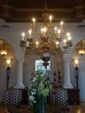 LARGE SILVER AND GOLD GILT METAL CHANDELIER WITH 18 LIGHTS