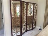 4 PANEL GILT WOOD MIRRORED FLOOR SCREEN FROM THE DESIGN CENTER OF THE AMERICAS