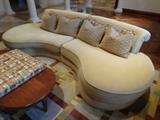 VLADIMIR KAGAN STYLE KIDNEY SHAPED SOFA WITH COORDINATING COFFEE TABLE