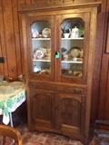 Spoon carved hutch with pie safe