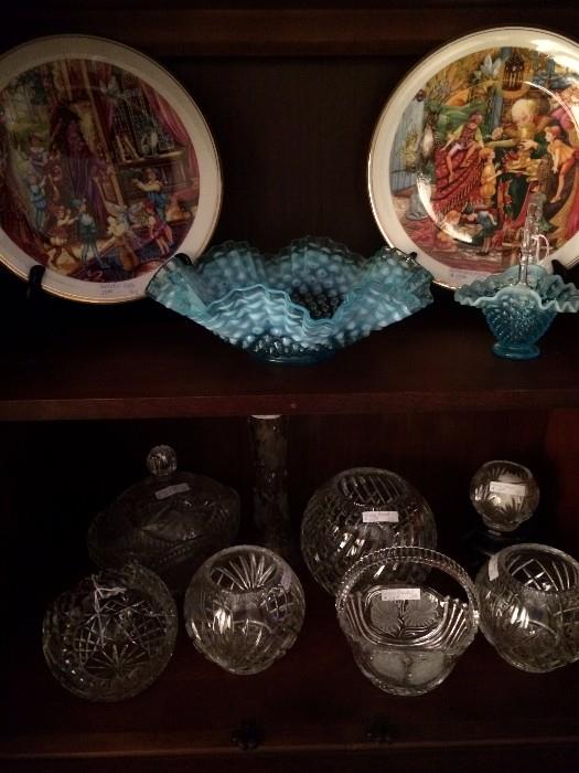 More rose bowls; Fenton glassware