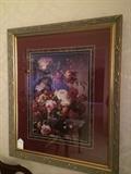 Framed floral picture 