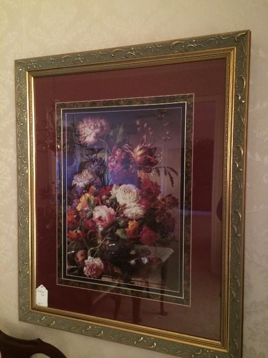 Framed floral picture 