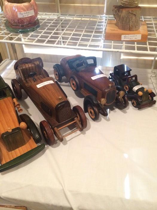 Wooden vintage car models