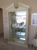 Solid wood Tall display case with 4 glass shelves, top can be removed for a more contemporary look