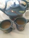 Roseville "Snowberry" teapot, creamer, & sugar