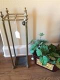 Antique brass umbrella stand