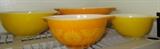 Vintage Pyrex Daisy Orange Yellow Cinderella Nesting Bowls 