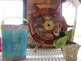 Vintage Wood Brass Ships Wheel 