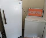 Lighted Hobart Sign, Frigidaire Box Freezer, Whirlpool Standup Freezer