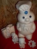 Pillsbury Doughboy Cookie Jar, Napkin Holder, S&P Shakers, Cookie Cutter