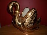 22K Bright Gold Ceramic Swan (Salem, Ohio Artist)