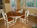 Ethan Allen dining table, chairs, side chair Country French Maison Wheatback chairs Bordeaux table