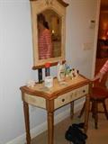 Vanity table or foyer table & mirror (antique stool not included)