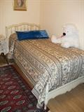 French Provincial twin headboard bed with newer mattress set.
